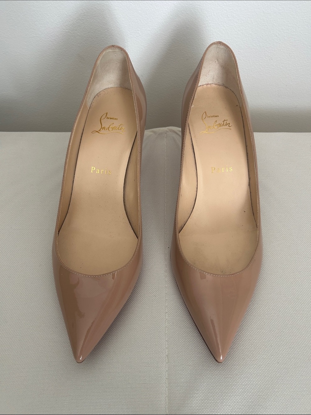 Christian Louboutin So Kate Nude Patent Pointed-Toe Pumps